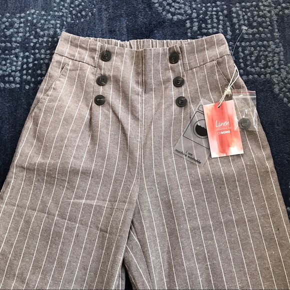 ❗️1 LEFT, S/L❗️TAUPE WIDE LEG HIGH WAIST PANTS - Picture 6 of 8